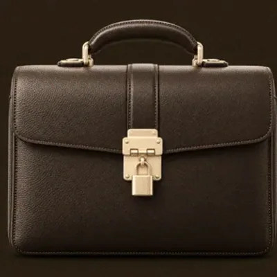 Locked leather briefcase — Bsb007